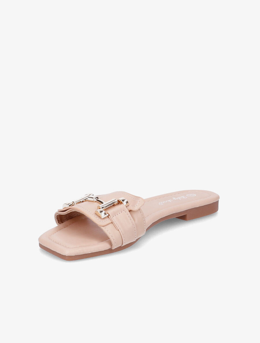 Mules stylisées à tige dorée - Beige rosé - 3