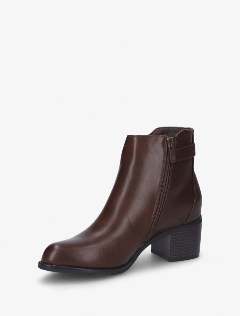 Bottines à zip décoratif et lanière - Marron - 3