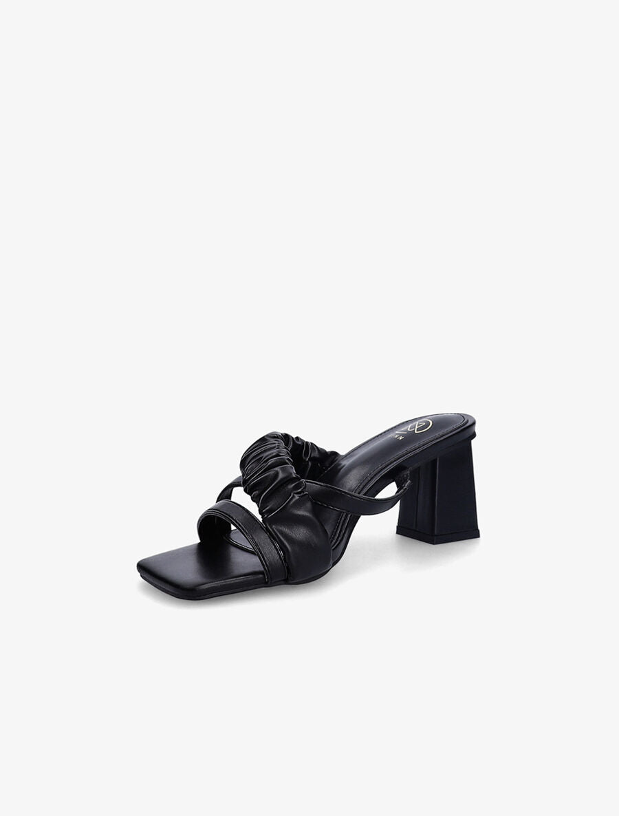 Mules à talon carré et brides stylisées - Noir - 3