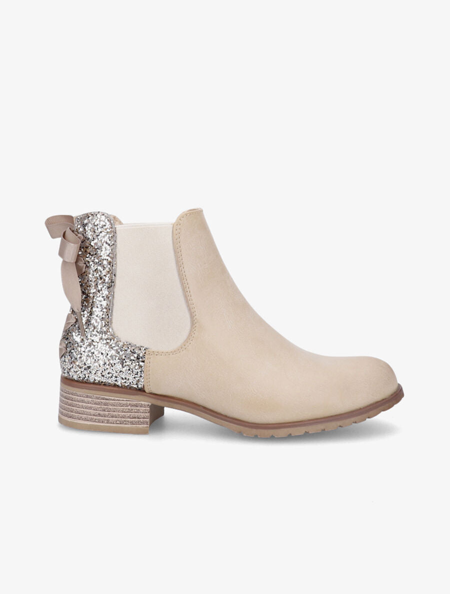 Chelsea boots à contrefort pailleté et lacets - Taupe - 5