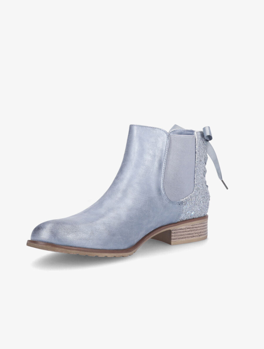 Chelsea boots à contrefort pailleté et lacets - Bleu gris - 3