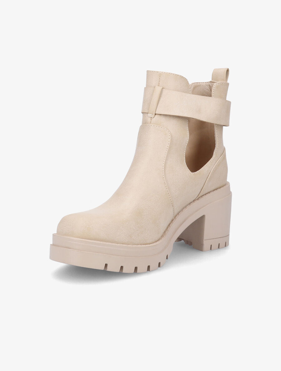 Bottines ajourées à talon épais - Taupe - 3