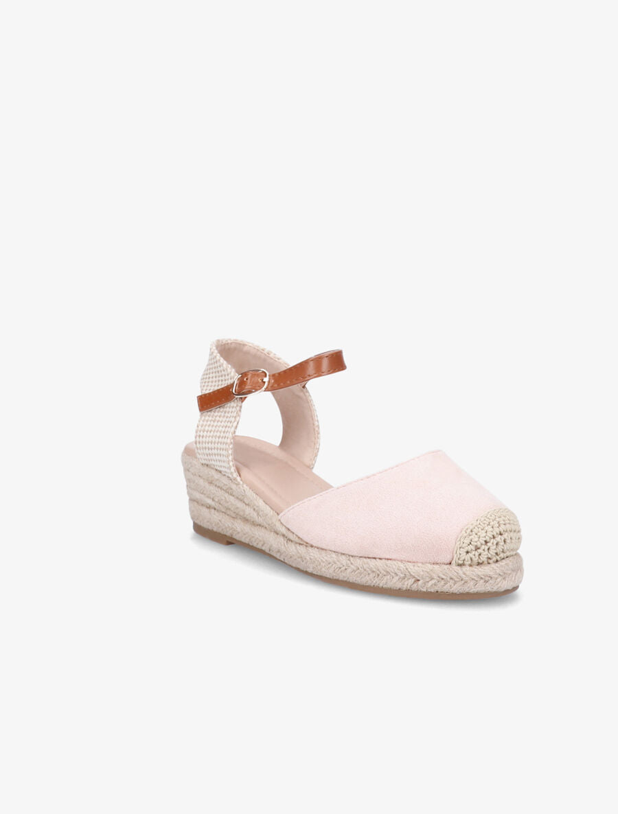 Sandales compensées en suédine à bouts ronds - Rose - 2