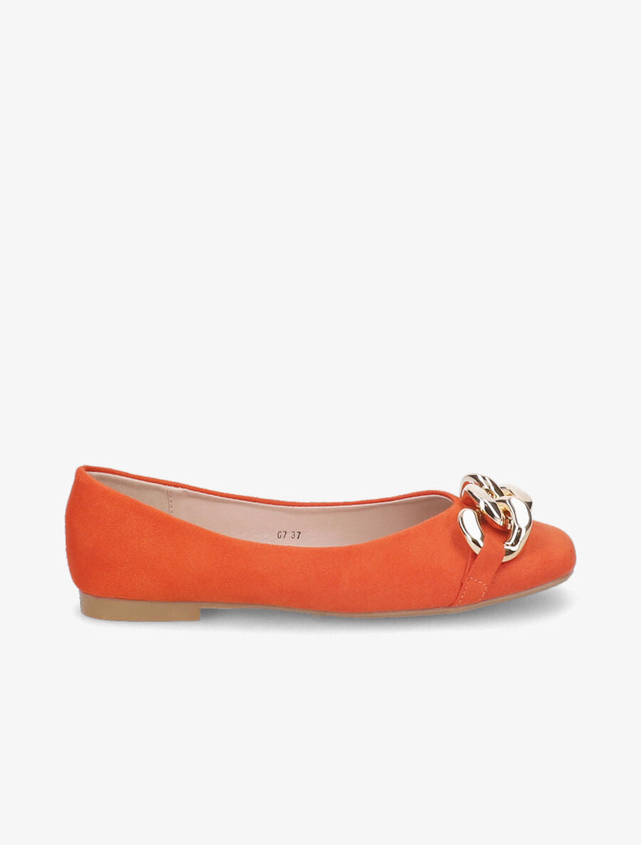 Ballerines à maillons et bouts carrés - Orange - 1