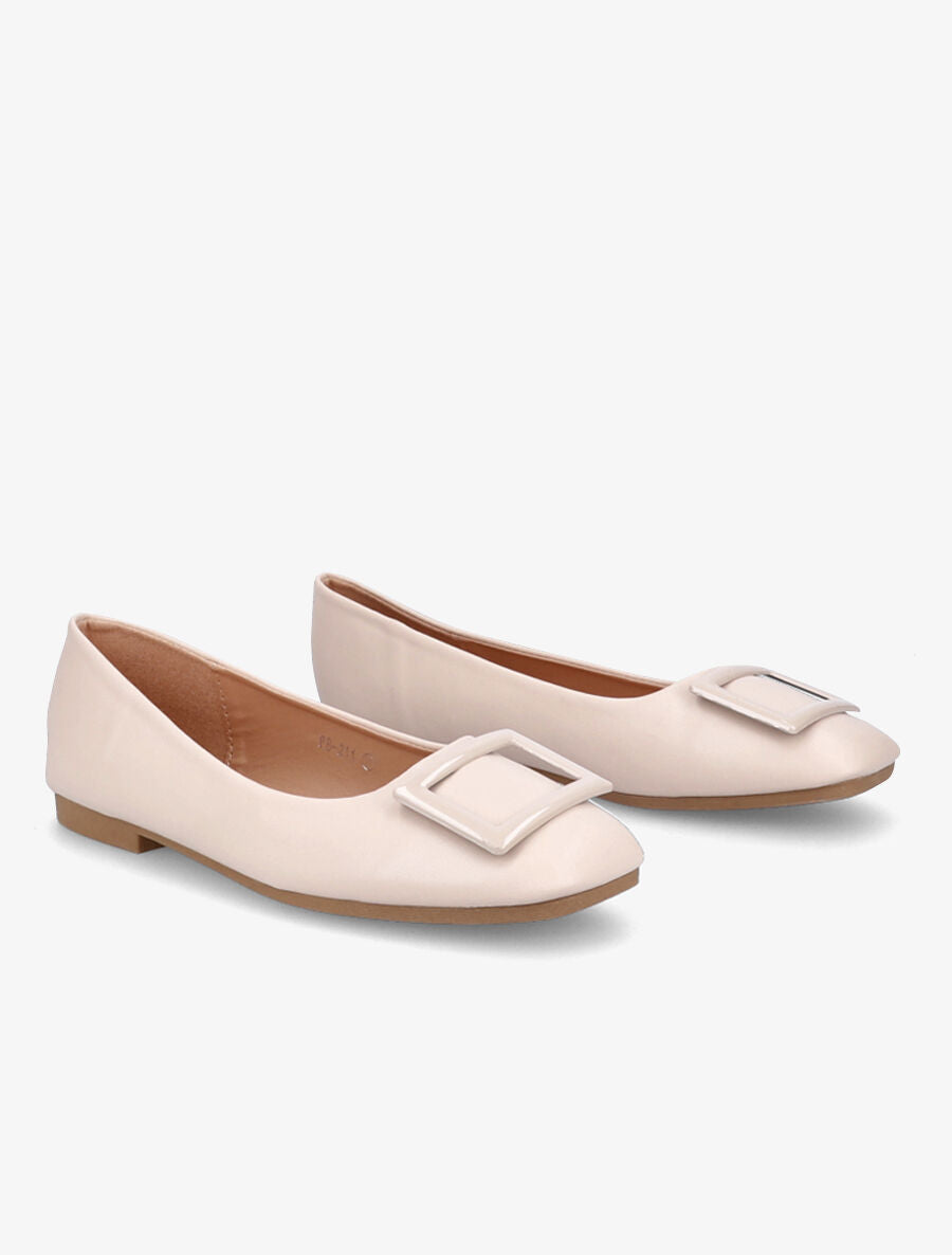 Ballerines à boucles carrées - Beige - 4