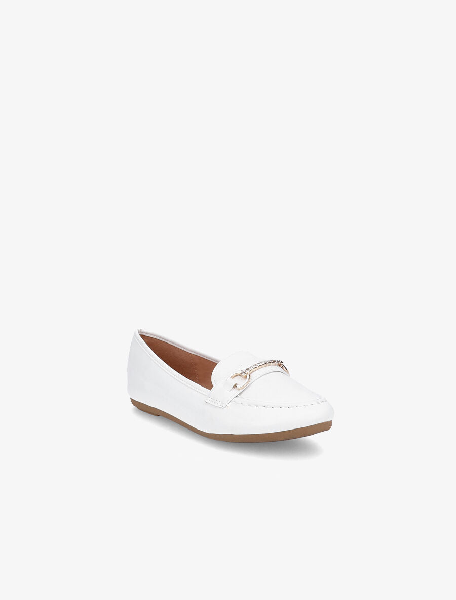 Mocassins boucles métalliques à strass - Blanc - 2