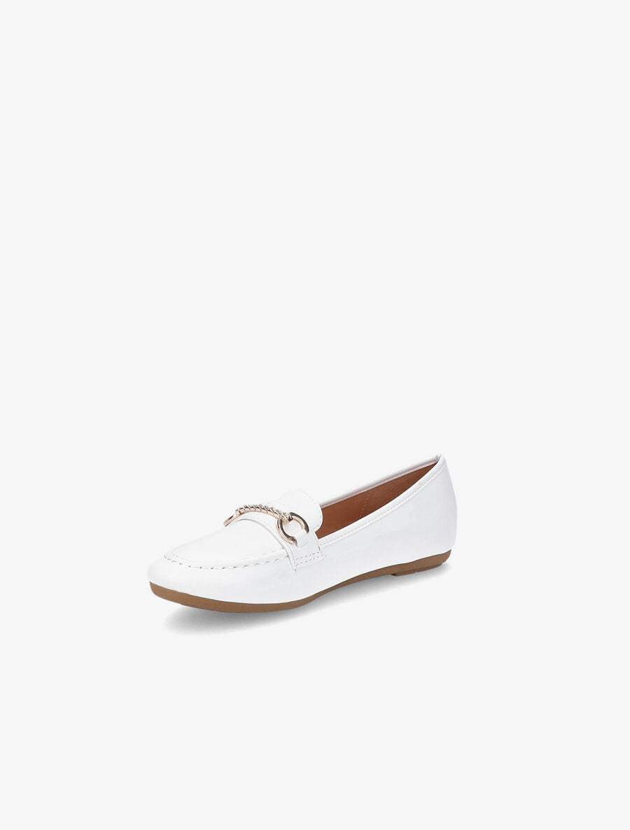 Mocassins boucles métalliques à strass - Blanc - 3