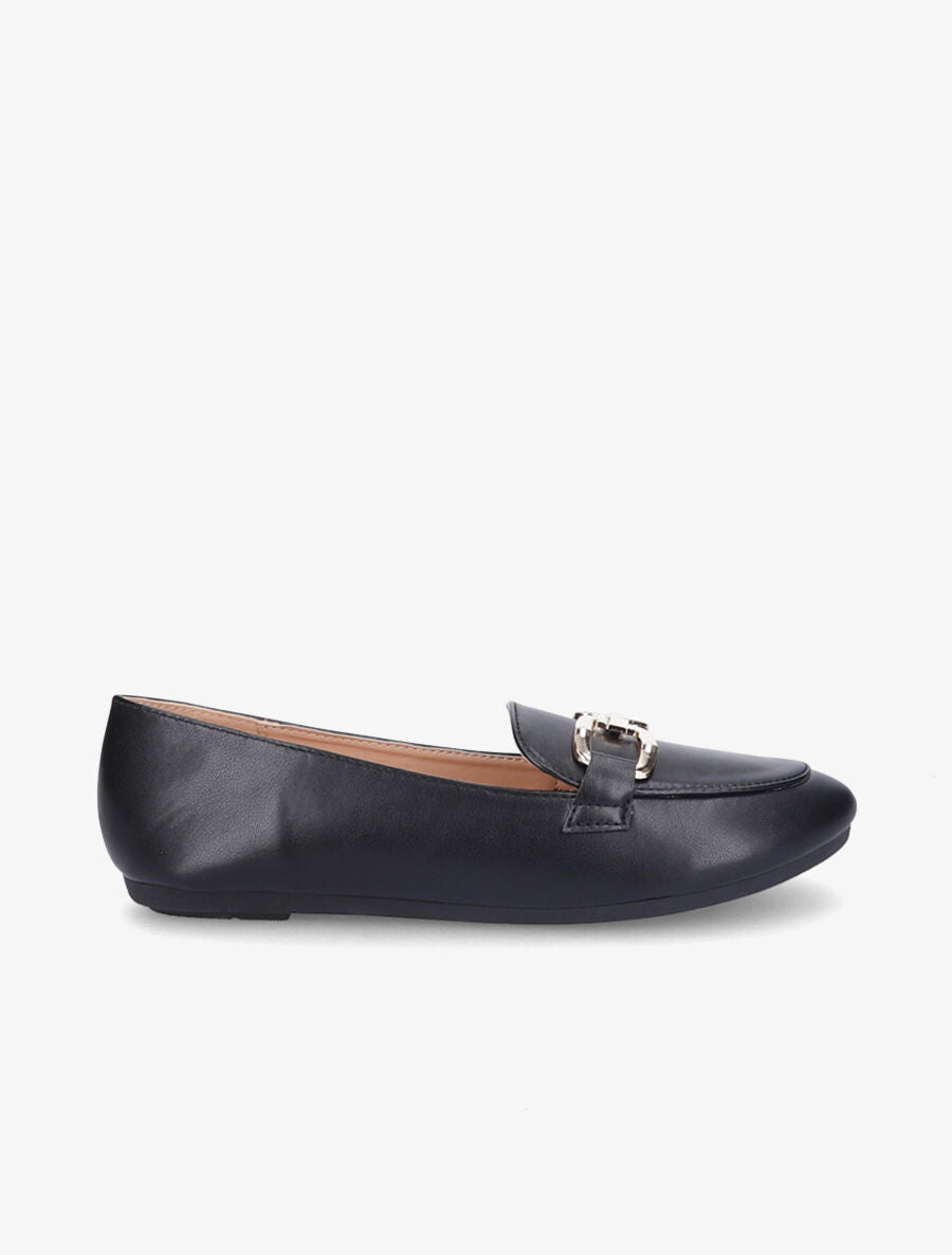 Mocassins en simili à boucles stylisées - Noir - 5