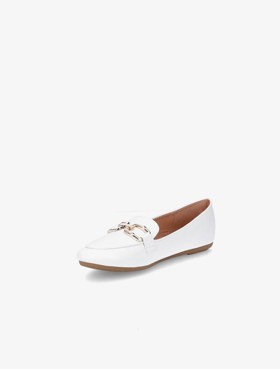 Mocassins en simili à boucles stylisées - Blanc - 3