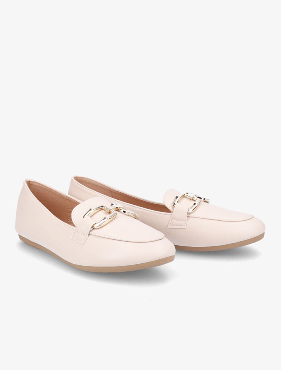 Mocassins en simili à boucles stylisées - Beige - 4