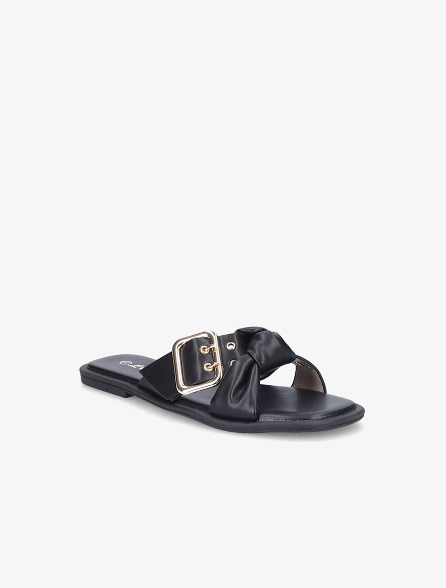 Mules à boucles métalliques et noeud - Noir - 2