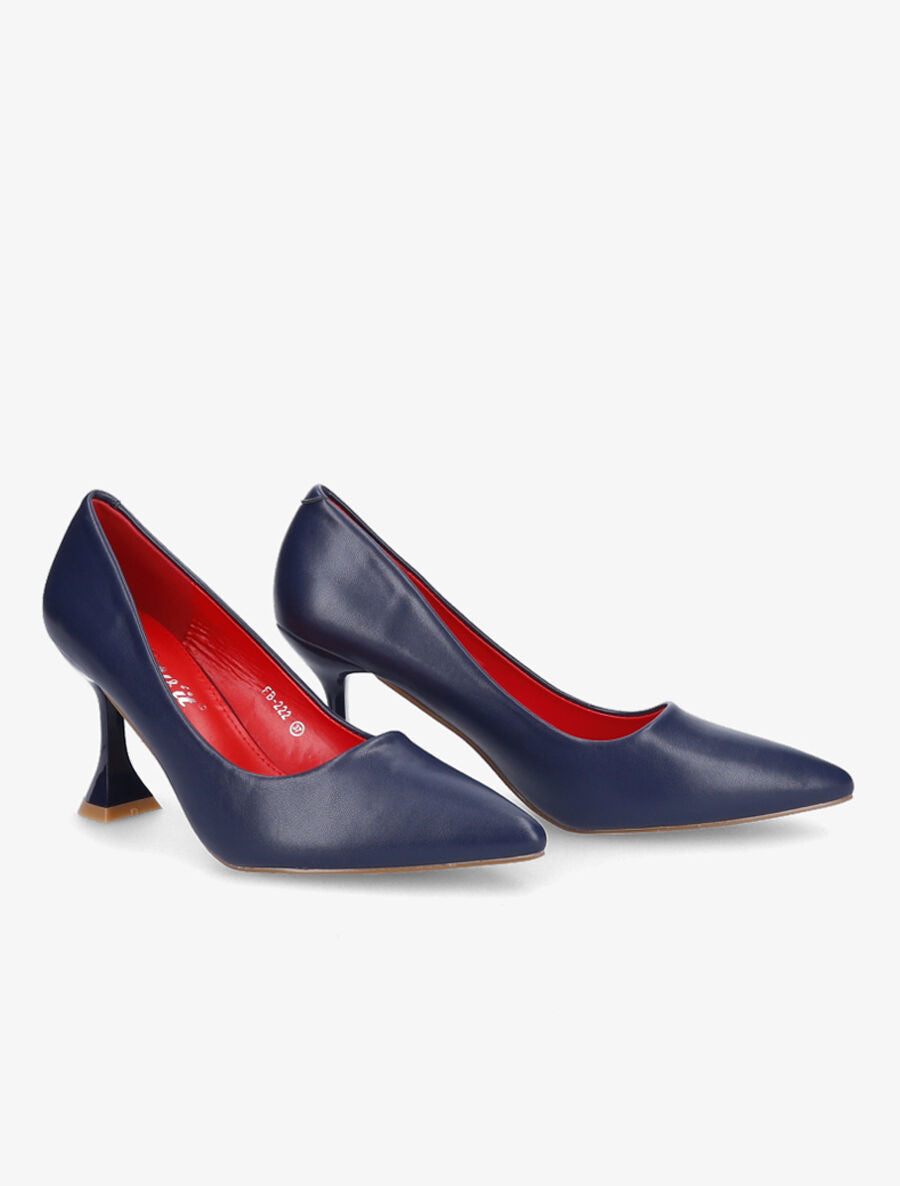 Escarpin bouts pointus à talons bobine - Marine - 4