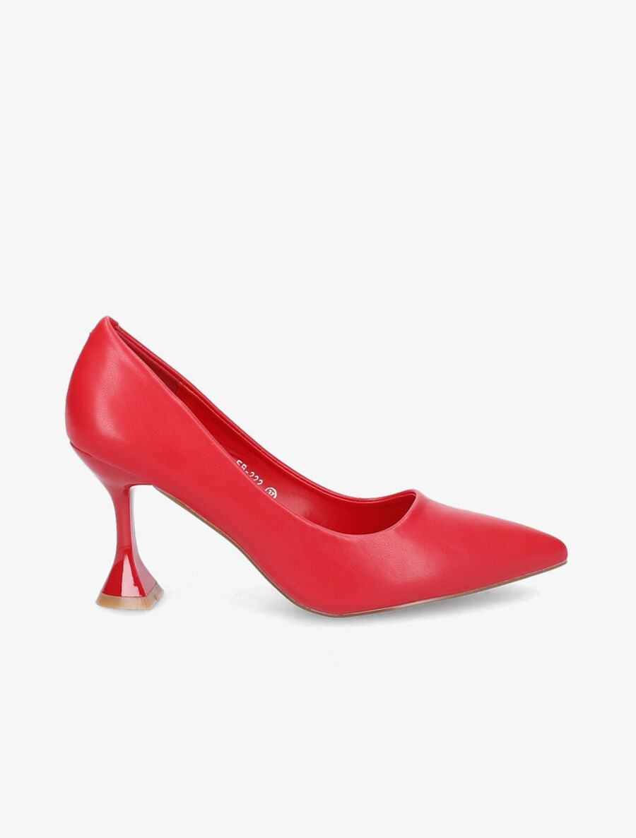 Escarpin bouts pointus à talons bobine - Rouge - 1