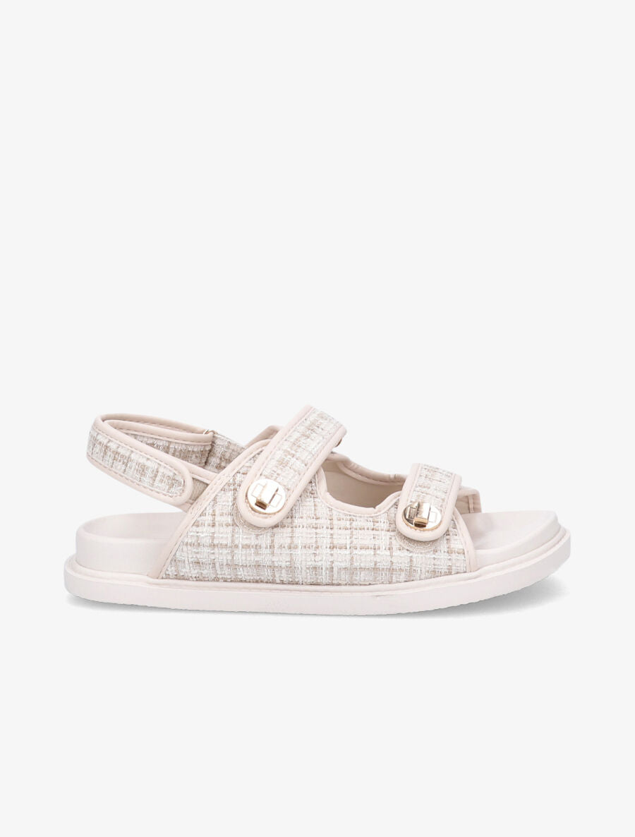 Sandales scratchs en tweed irisé - Beige - 5
