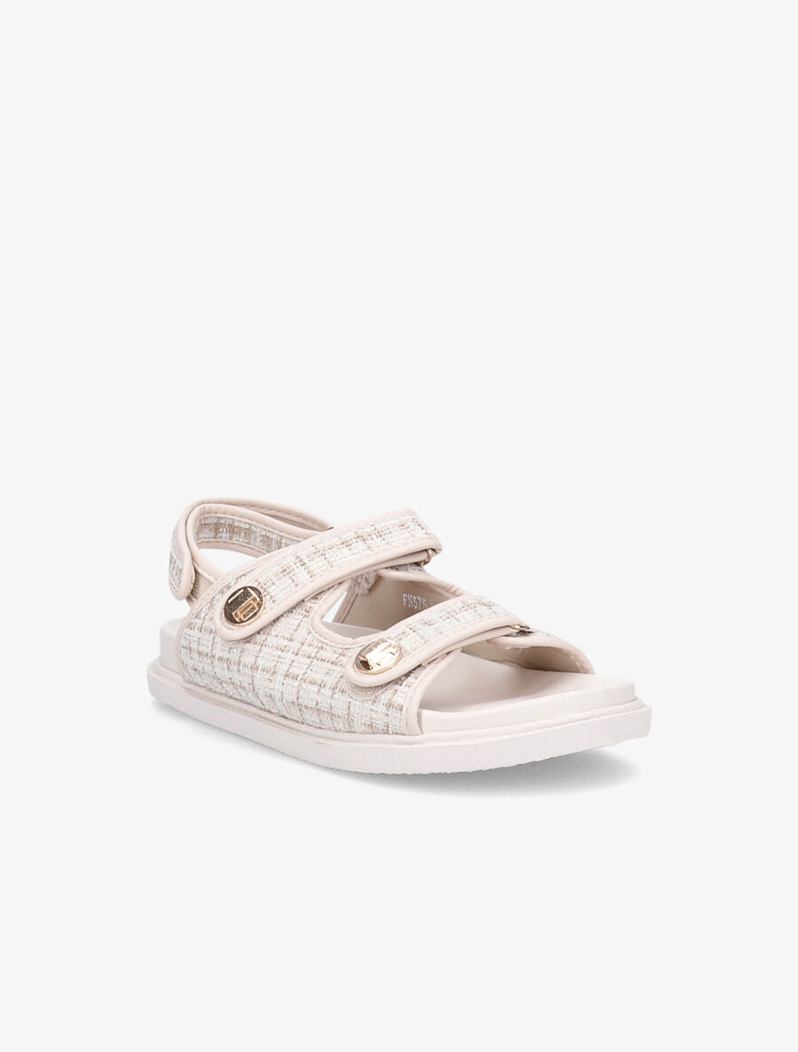 Sandales scratchs en tweed irisé - Beige - 2