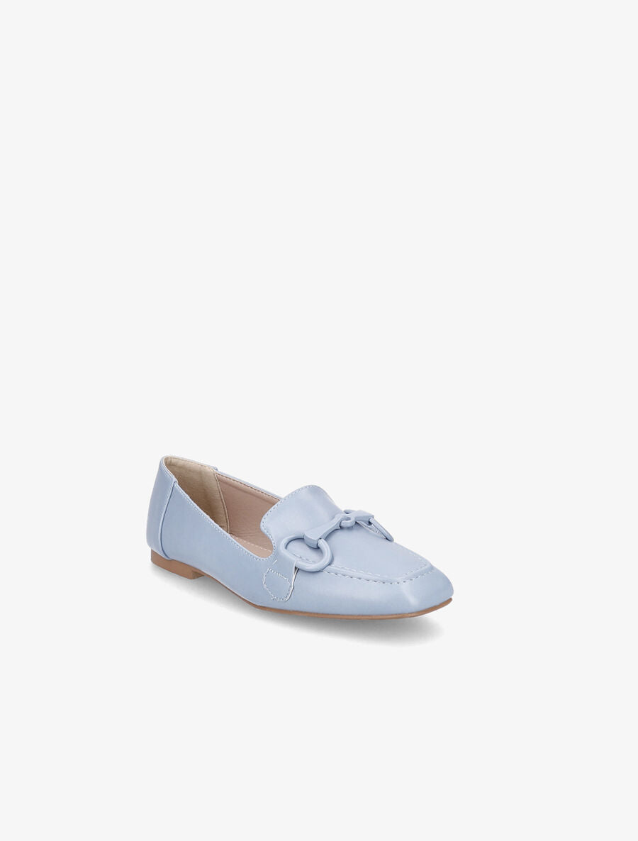 Slippers en simili uni à boucles - Bleu ciel - 2