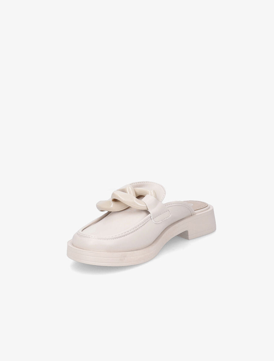 Mules en simili détail maillons - Beige - 3