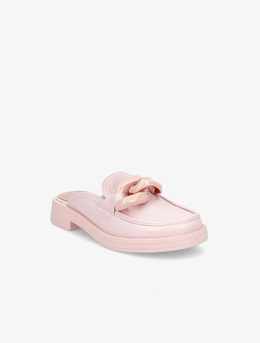 Mules en simili détail maillons - Rose - 2
