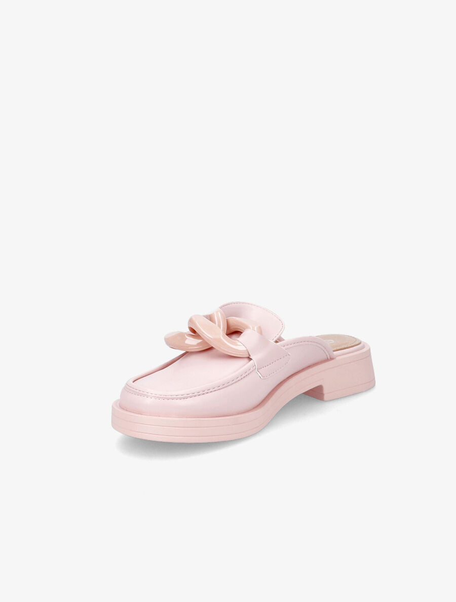 Mules en simili détail maillons - Rose - 3