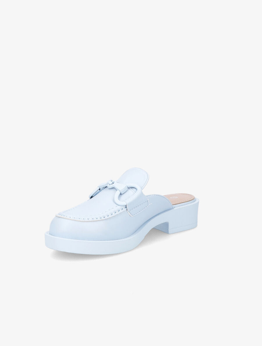 Mules monochrome style mocassin à boucle - Bleu ciel - 3