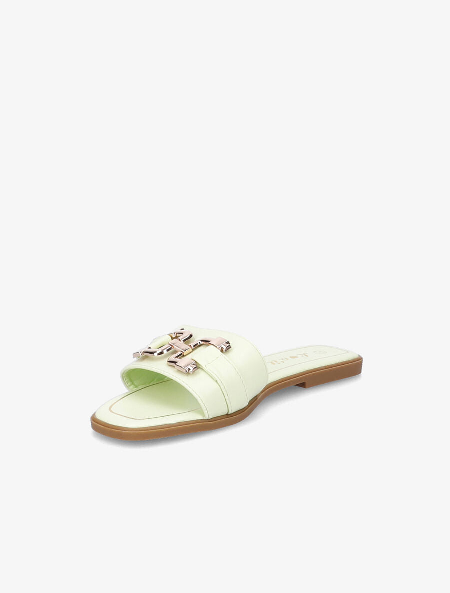 Mules plates à maillons dorés - Vert pâle - 3