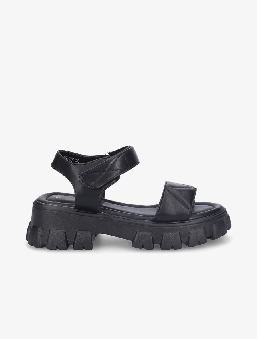 Sandales matelassées à semelles chunky - Noir - 1