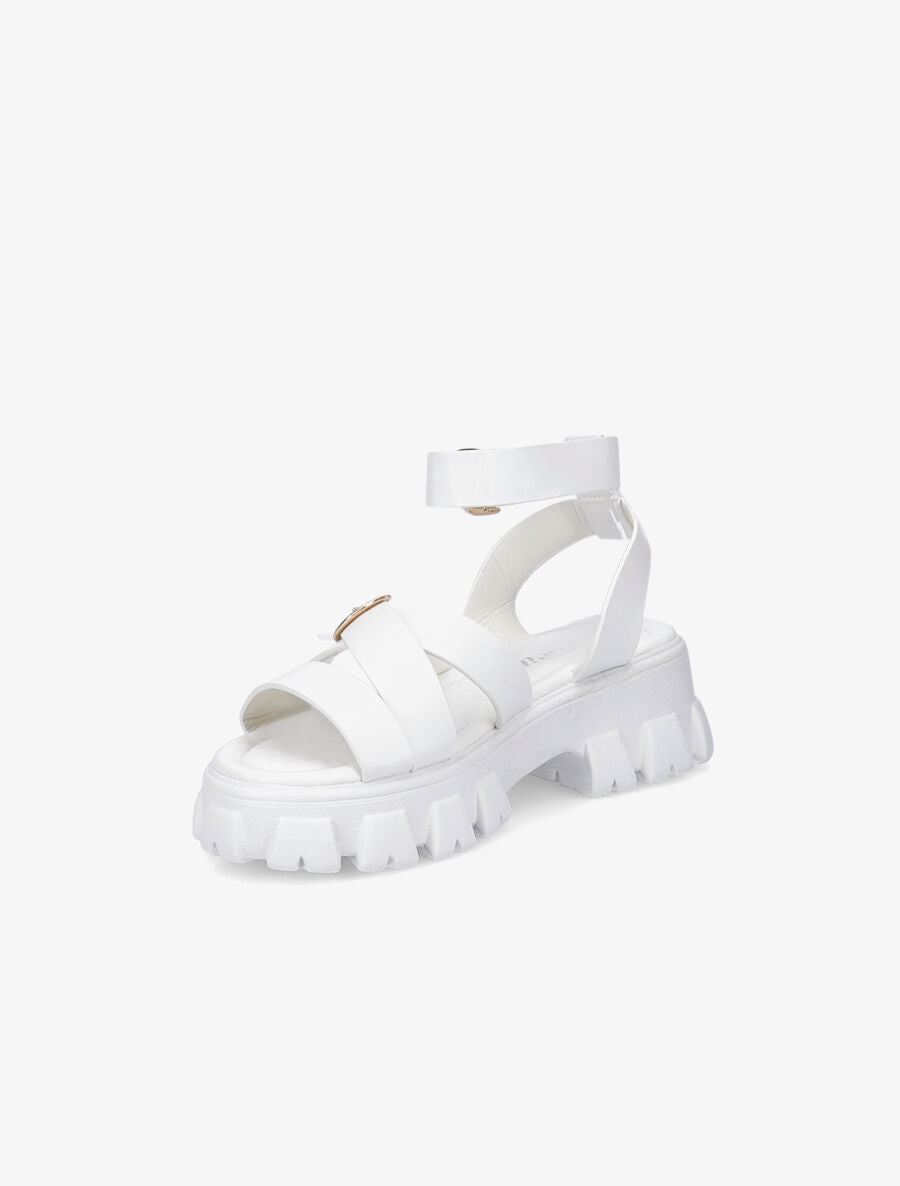 Sandales simili uni à semelles chunky - Blanc - 3