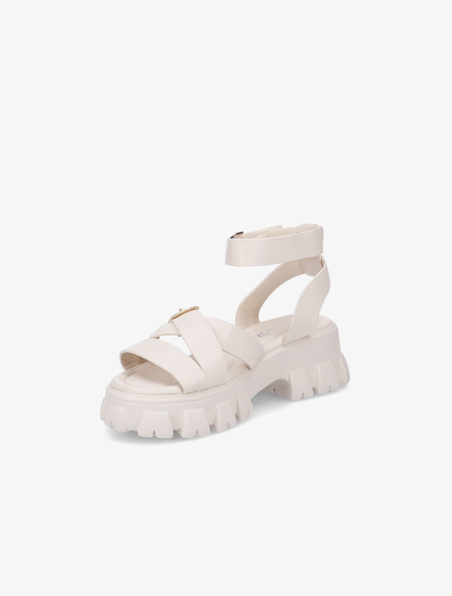 Sandales simili uni à semelles chunky - Beige - 3
