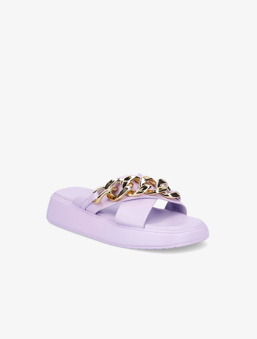 Claquettes à brides croisées et chaîne - Lilas - 2
