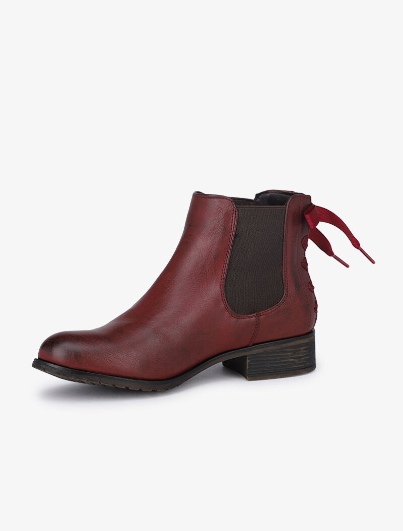 Chelsea boots à contrefort à corsage - Bordeaux - 4