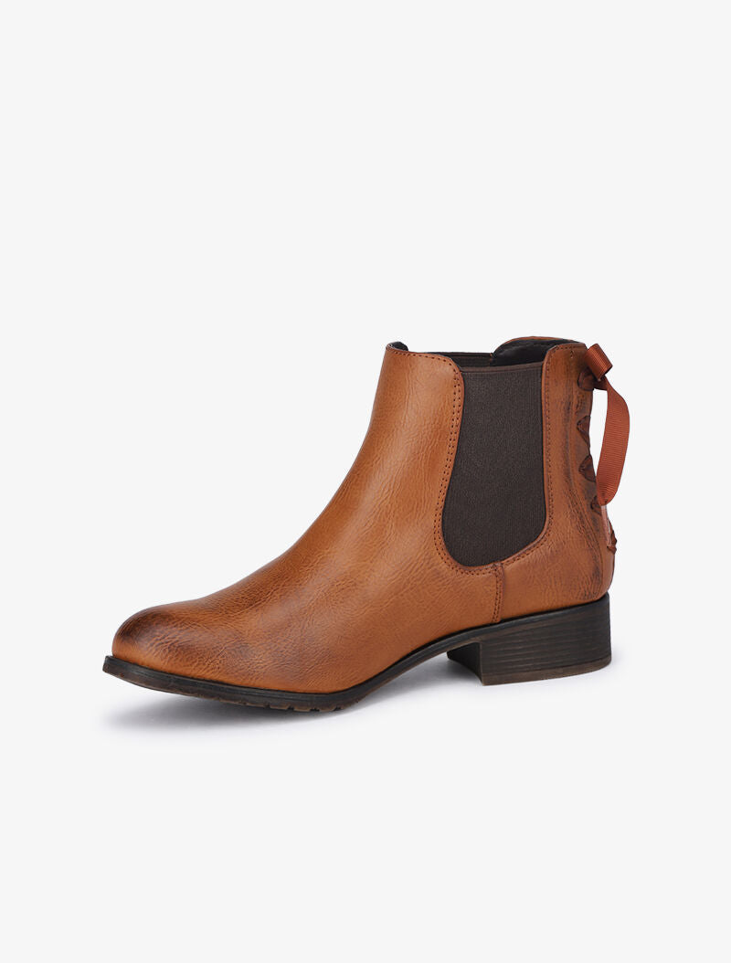 Chelsea boots à contrefort à corsage - Camel - 4