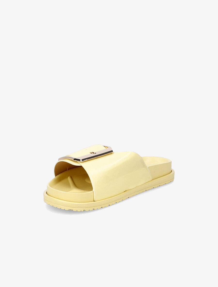 Claquettes en simili à boucle métallique - Jaune - 3