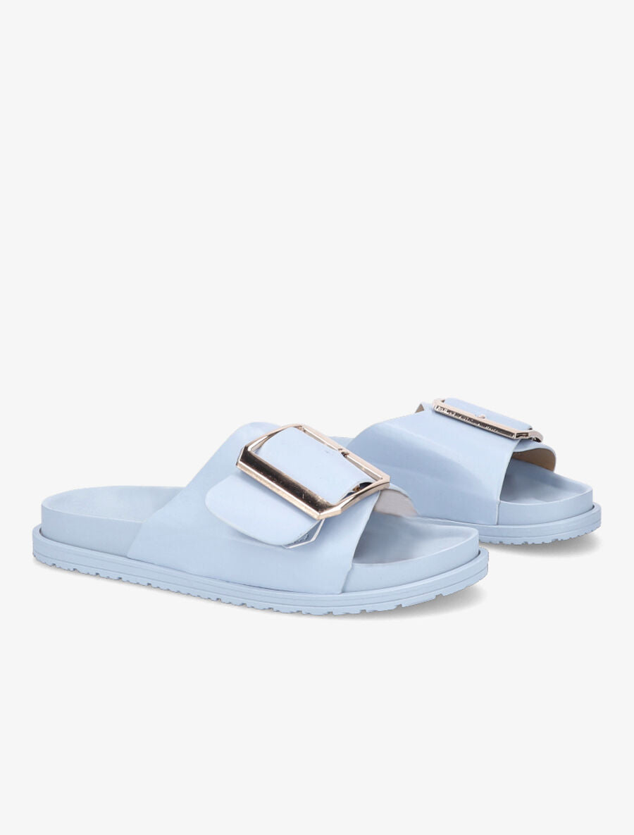 Claquettes en simili à boucle métallique - Bleu - 4