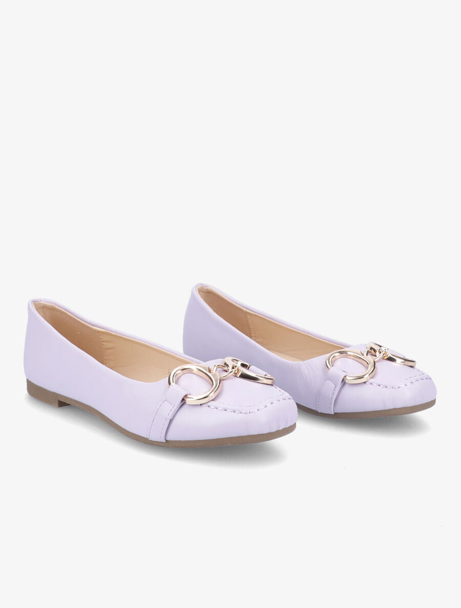 Ballerines à bouts carrés et boucles - Lilas - 4