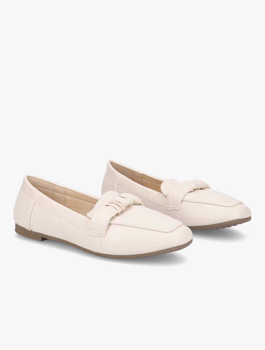 Mocassins à ornement froncé - Beige - 4