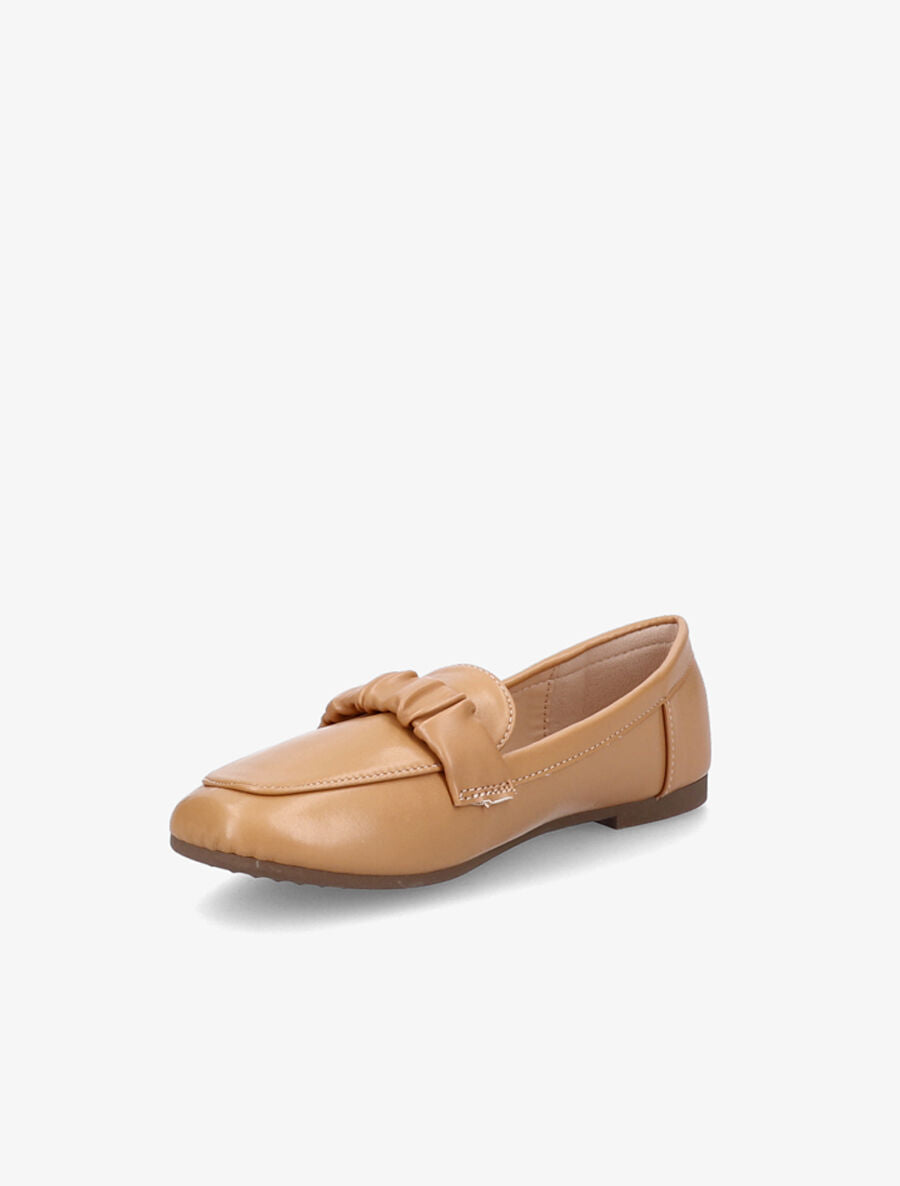 Mocassins à ornement froncé - Camel - 3
