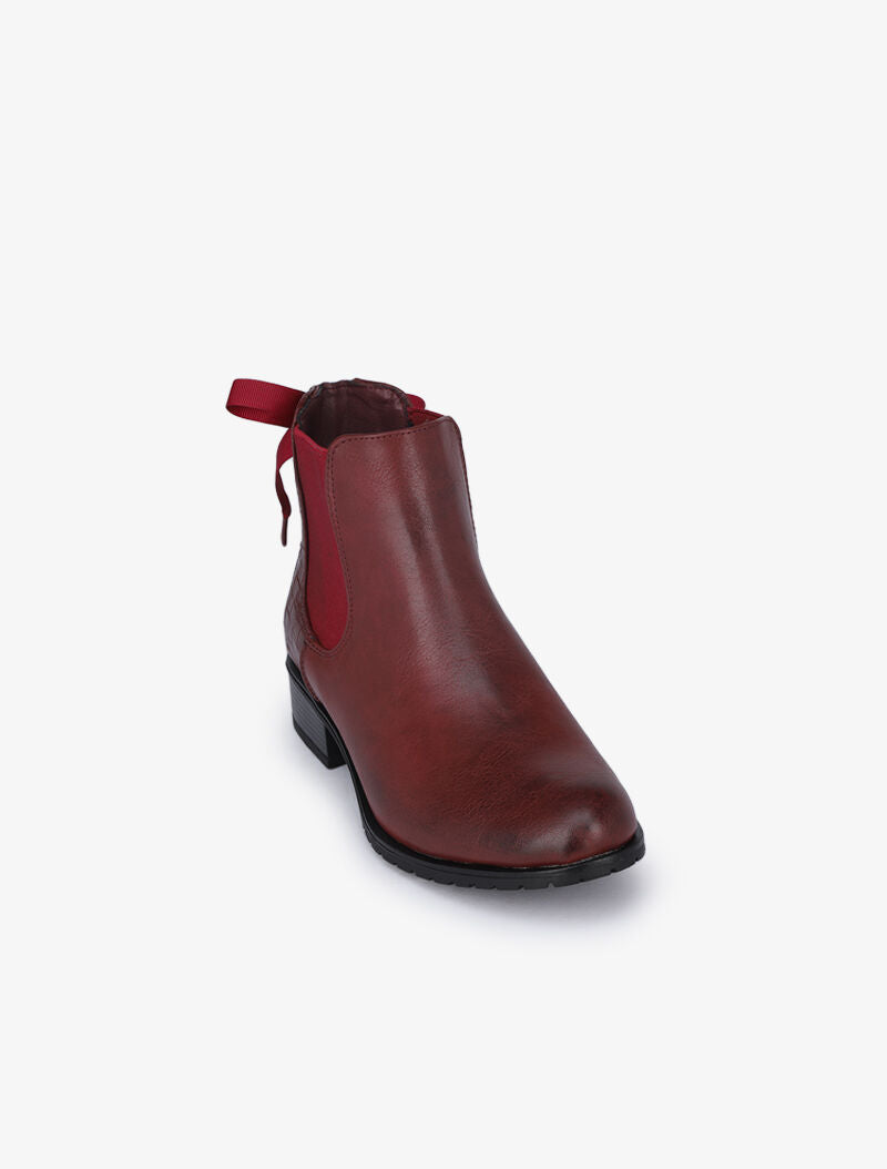 Chelsea boot à contrefort croco à corsage - Bordeaux - 5