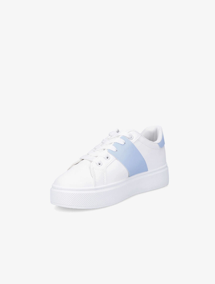 Baskets en simili à boucle - Blanc/bleu ciel - 3