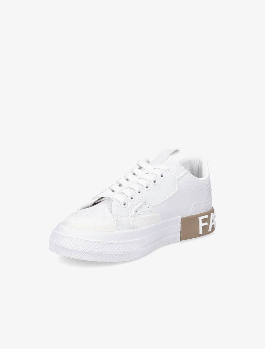 Sneakers à inscription et détail suédine - Blanc - 3