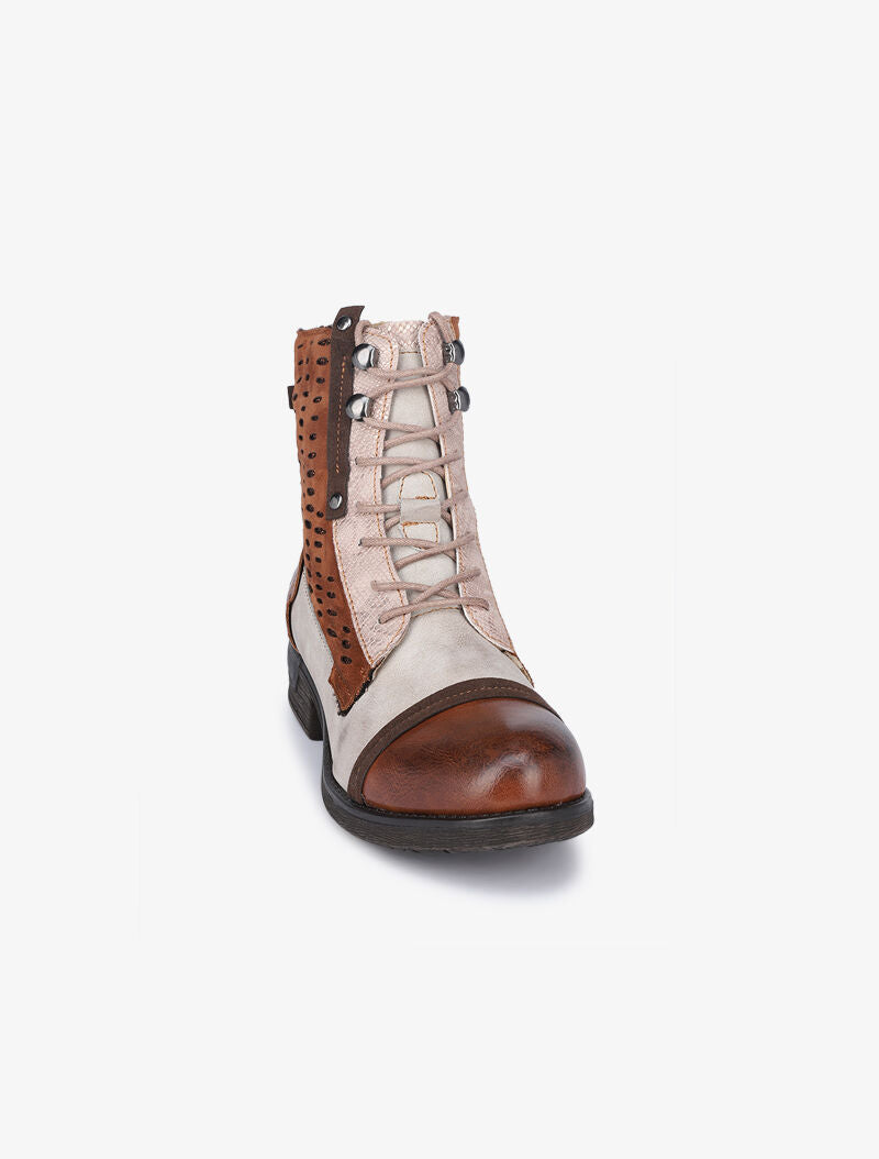 Boots style grunge à détails irisés - Camel - 3