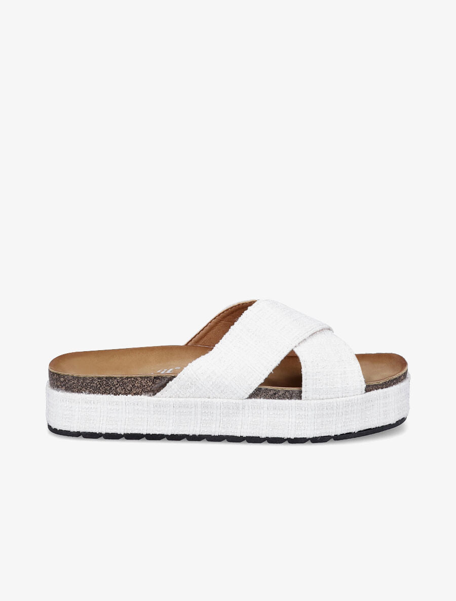 Mules croisées en tweed irisé - Blanc - 2