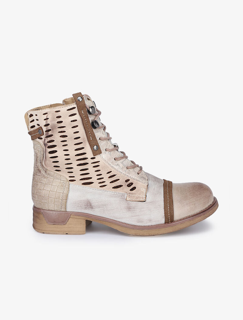 Boots style grunge à détails irisés - Beige - 2