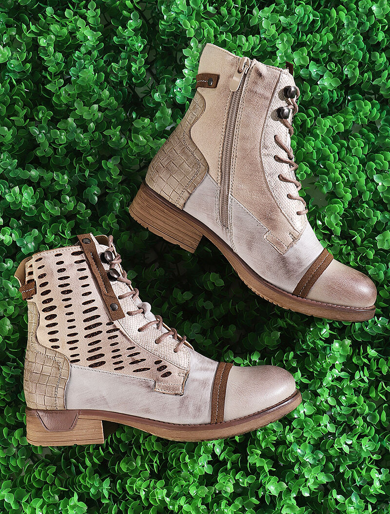 Boots style grunge à détails irisés - Beige - 5