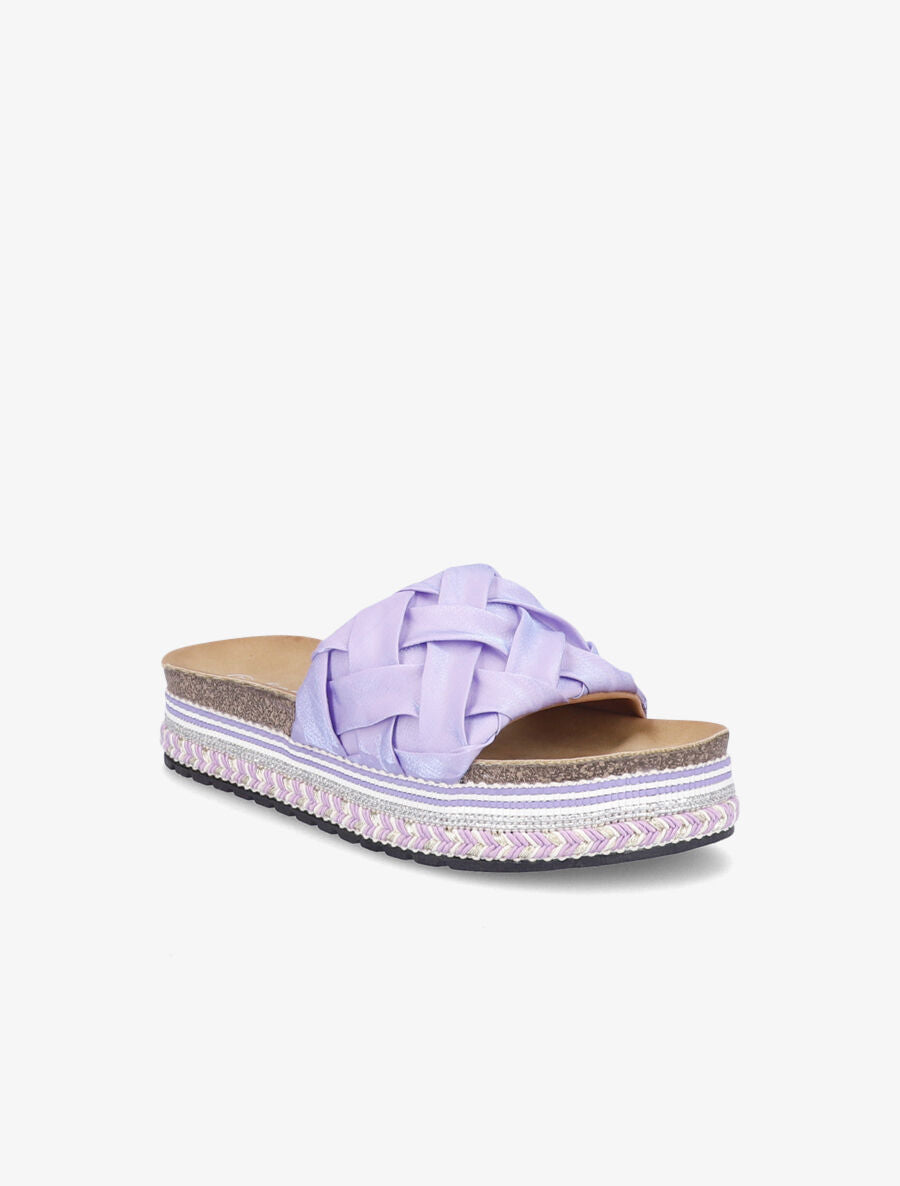 Claquettes en simili à plateforme stylisée - Lilas - 5