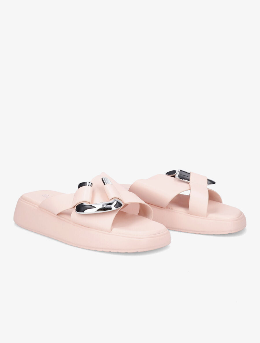 Claquettes croisées à boucle stylisée - Rose - 4