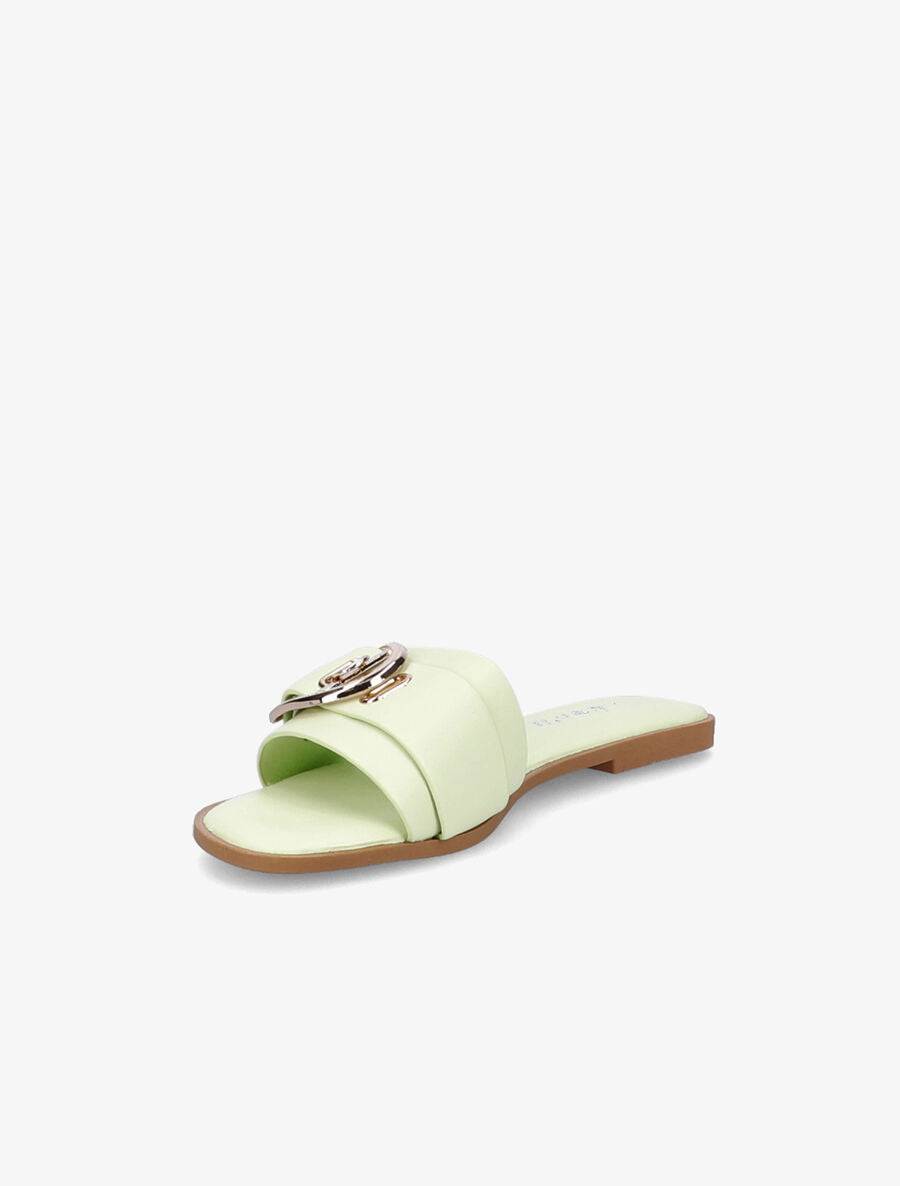 Mules plates à boucles métalliques stylisées - Vert pâle - 3