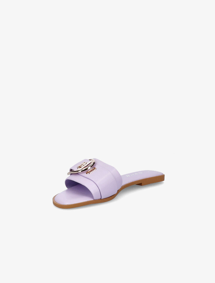 Mules plates à boucles métalliques stylisées - Lilas - 3