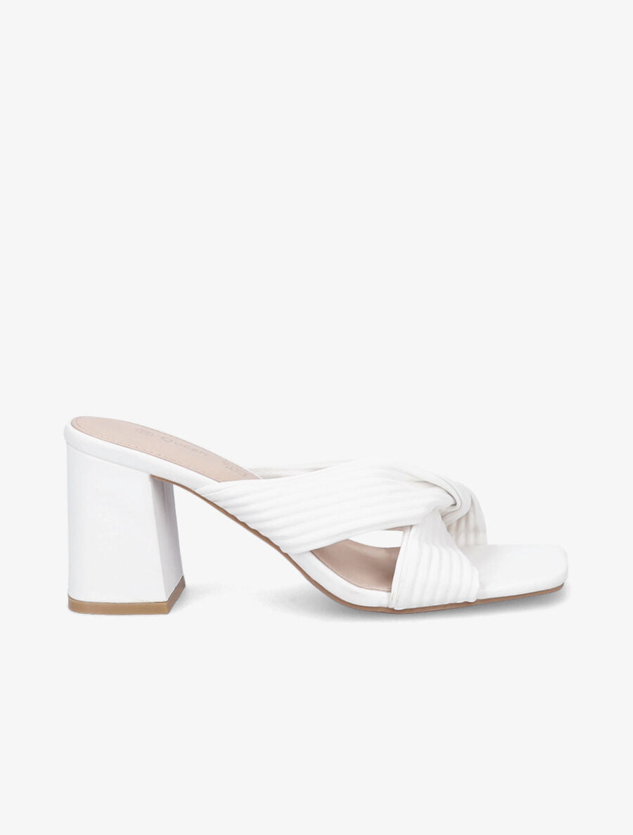 Mules à talons et brides croisées - Blanc - 1