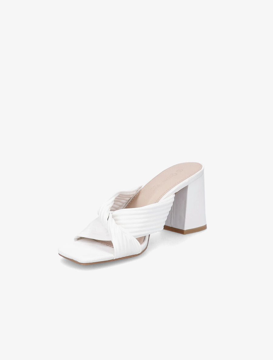Mules à talons et brides croisées - Blanc - 3