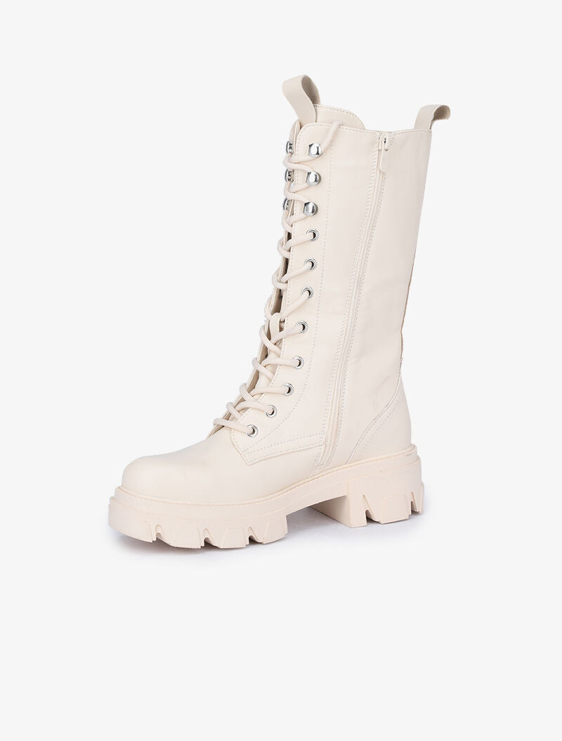 Boots montantes style militaire - Écru - 4